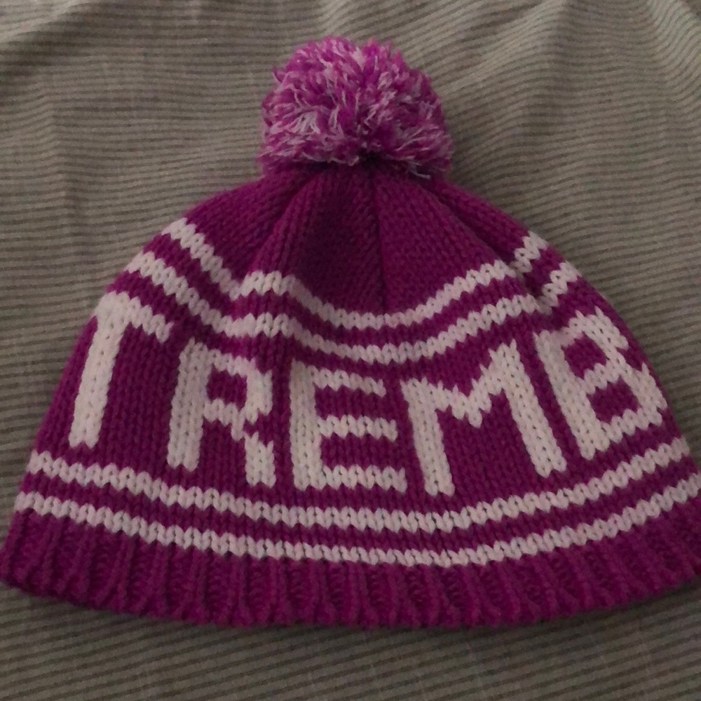 BULA Purple/Fuschia  Knit Beanie with Pom-Pom, fleece lined